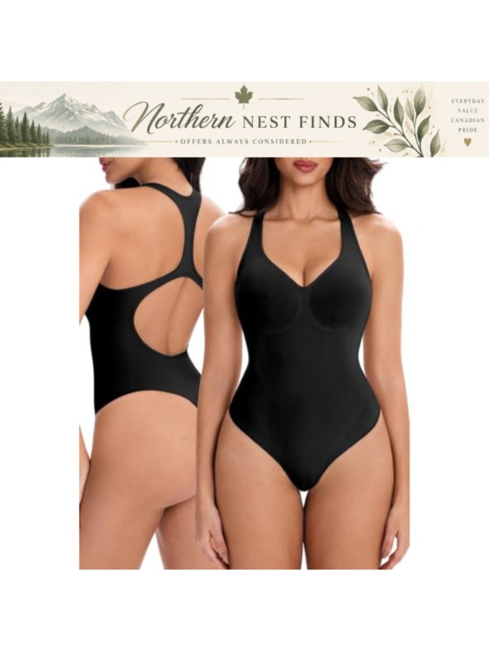 Racerback Thong Shapewear Bodysuit Tummy Control Seamless Sculpting